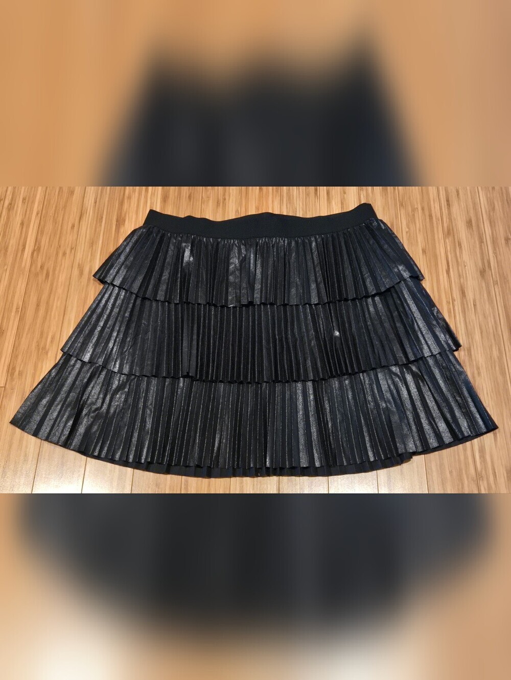 Lane Bryant Black Tiered Pleated Mini Skirt